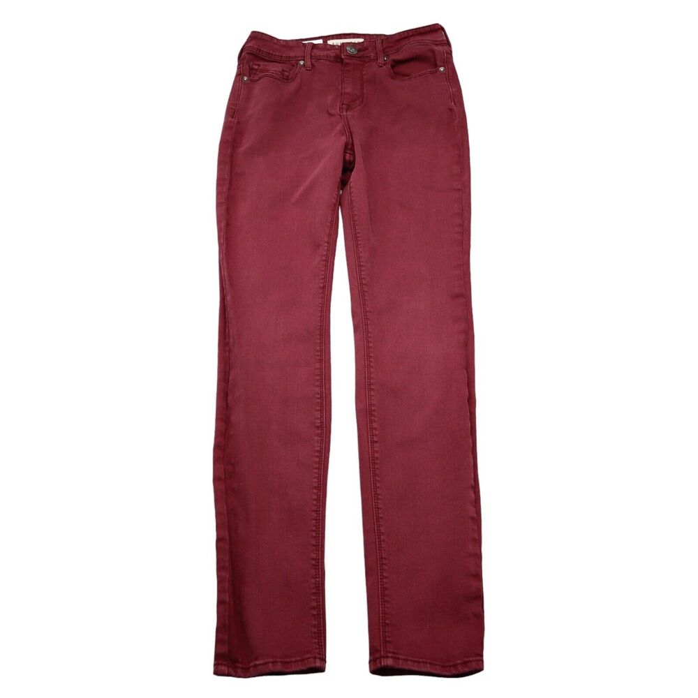 Bullhead Denim Co Pants Womens 7 Red skinny High Rise Button Pocket Denim Jeans